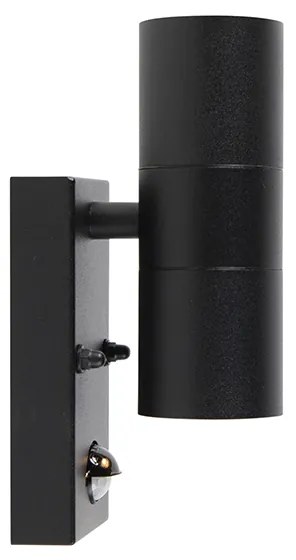 Kültéri fali lámpa fekete 2-lámpás mozgásérzékelővel IP44 - Duo