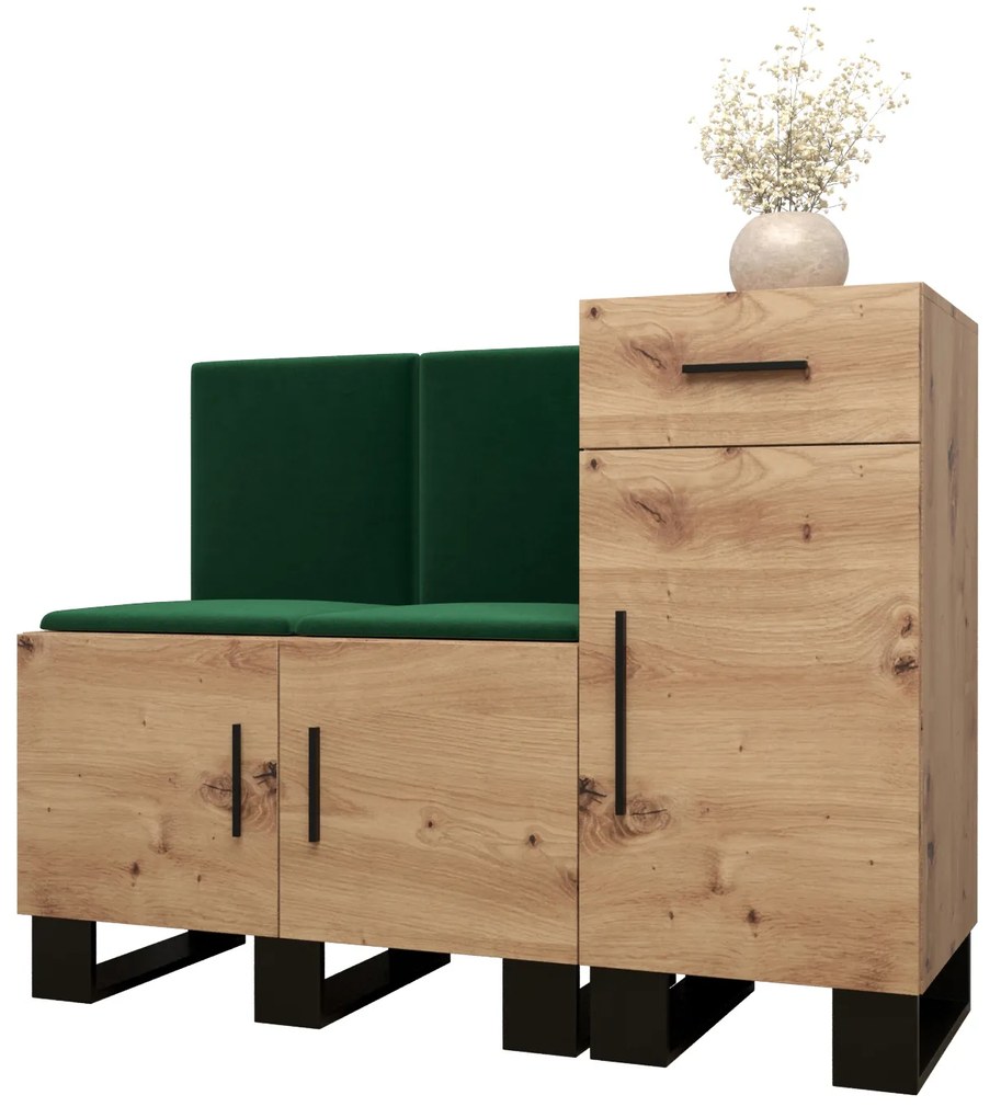 Előszobabútor Amanda 18 (artisan tölgy + zöld). 1086016