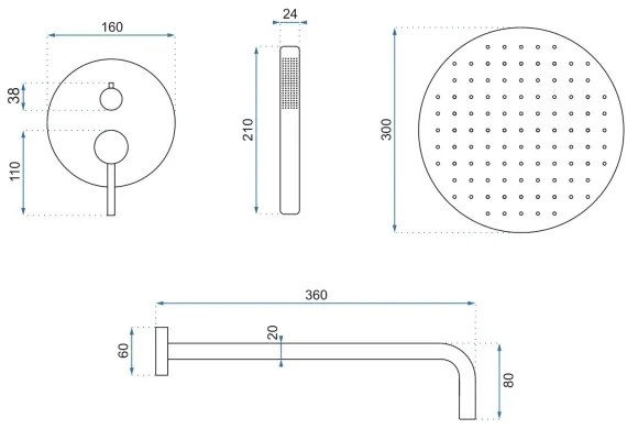 REA-P8007 - LUNGO zuhanyszett falba épített csapteleppel, fényes króm