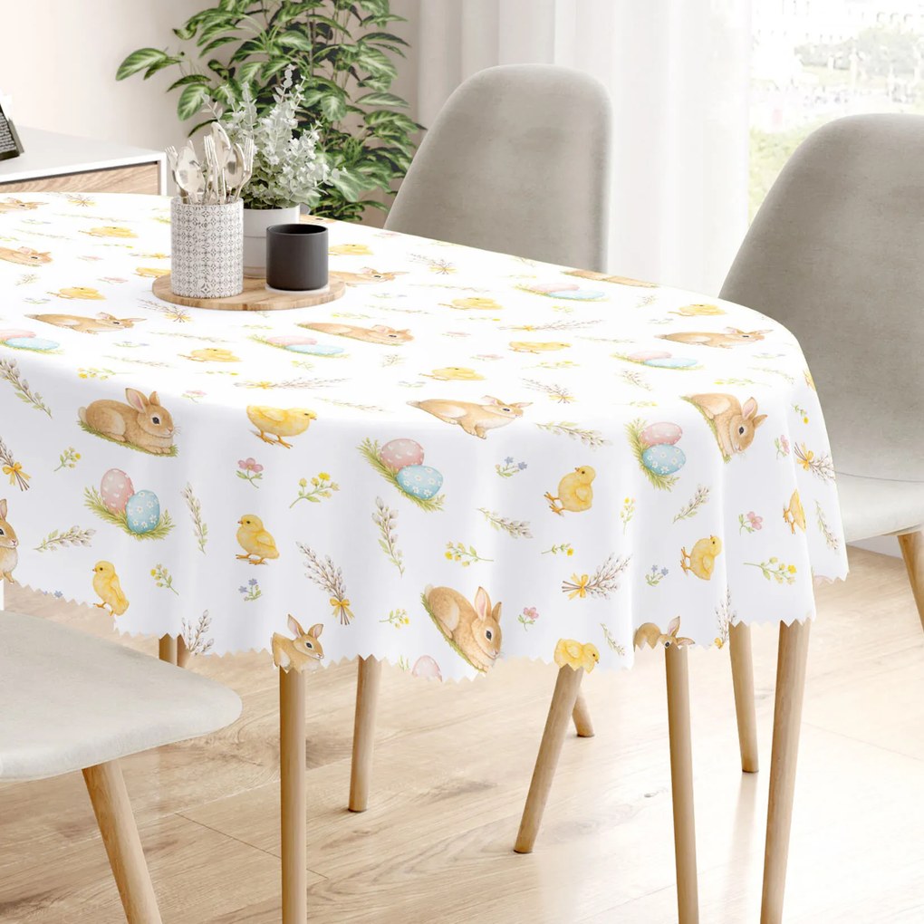 Goldea húsvéti ovális teflonos terítő - vidám húsvét 140 x 280 cm