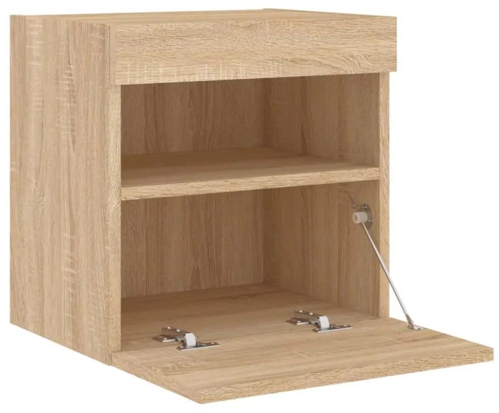 2 db sonoma tölgy színű fali TV-szekrény LED-del 40x30x40 cm