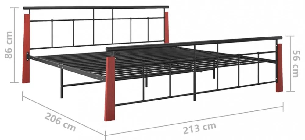 fém és tömör tölgyfa ágykeret 200 x 200 cm