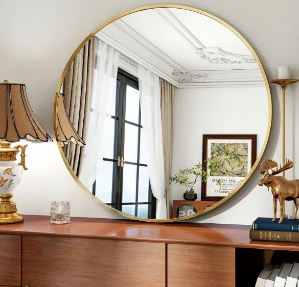 Kerek tükör 91 cm arany fém fali keret Koonmi