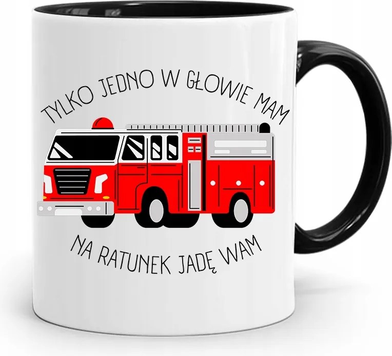 Fekete Bögre Tűzoltónak Csak Egy Van A Fejemben, fényképes nyomattal