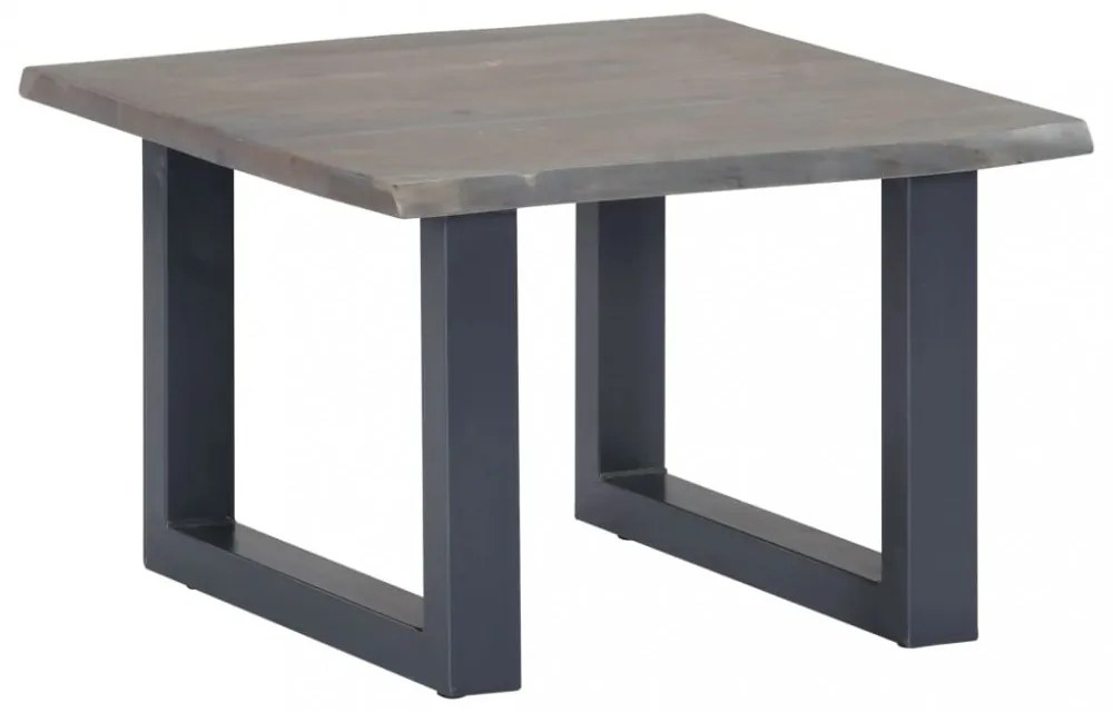 szürke tömör akácfa dohányzóasztal természetes éllel 60x60x40cm