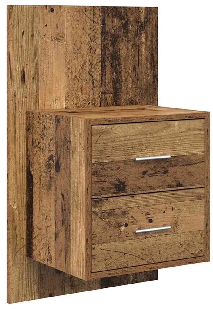vidaXL Fali éjjeli szekrény 2 pcs Öreg fa 48,5 x 32,5 x 80 cm Faanyag