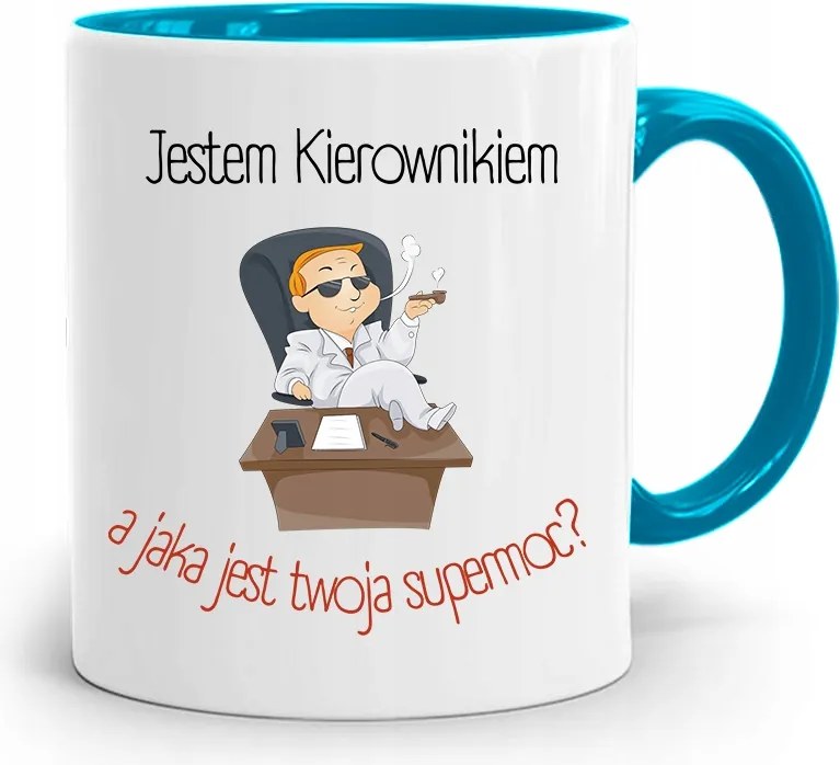 Kék Bögre A Vezetőnek Én Vagyok A Vezető A Fényképes Nyomtatással