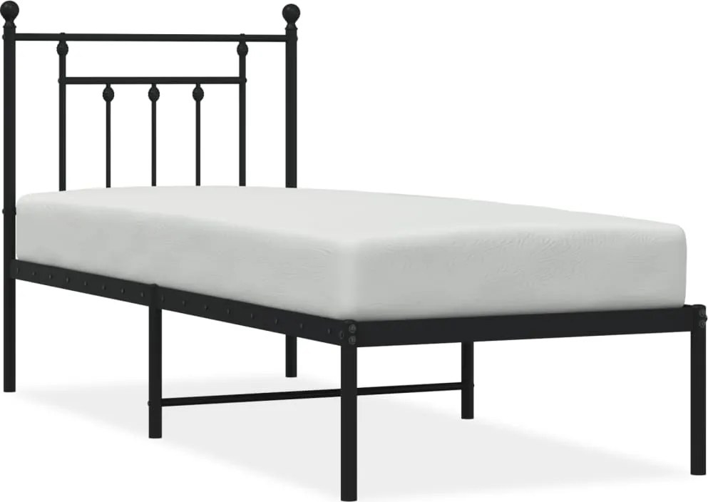 vidaXL fekete fém ágykeret fejtámlával 75 x 190 cm