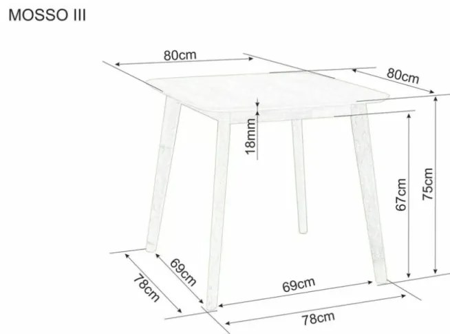 Étkezőasztal tölgy dekorációval ellátott asztallappal MOSSO III 80x80