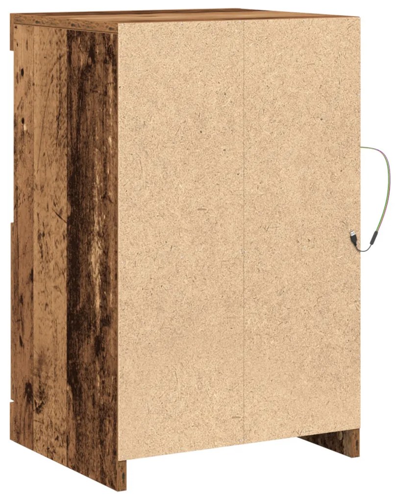 LED világítással ellátott szekrény, régi fa 41x37x67 cm
