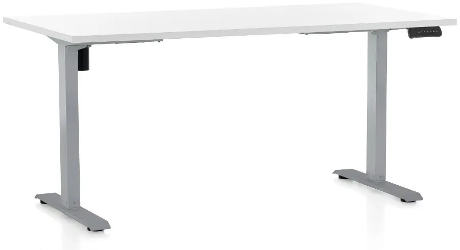 Állítható magasságú asztal OfficeTech B, 160 x 80 cm, szürke alap, fehér