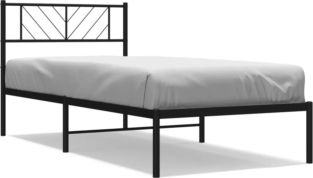 vidaXL fekete fém ágykeret fejtámlával 90 x 200 cm