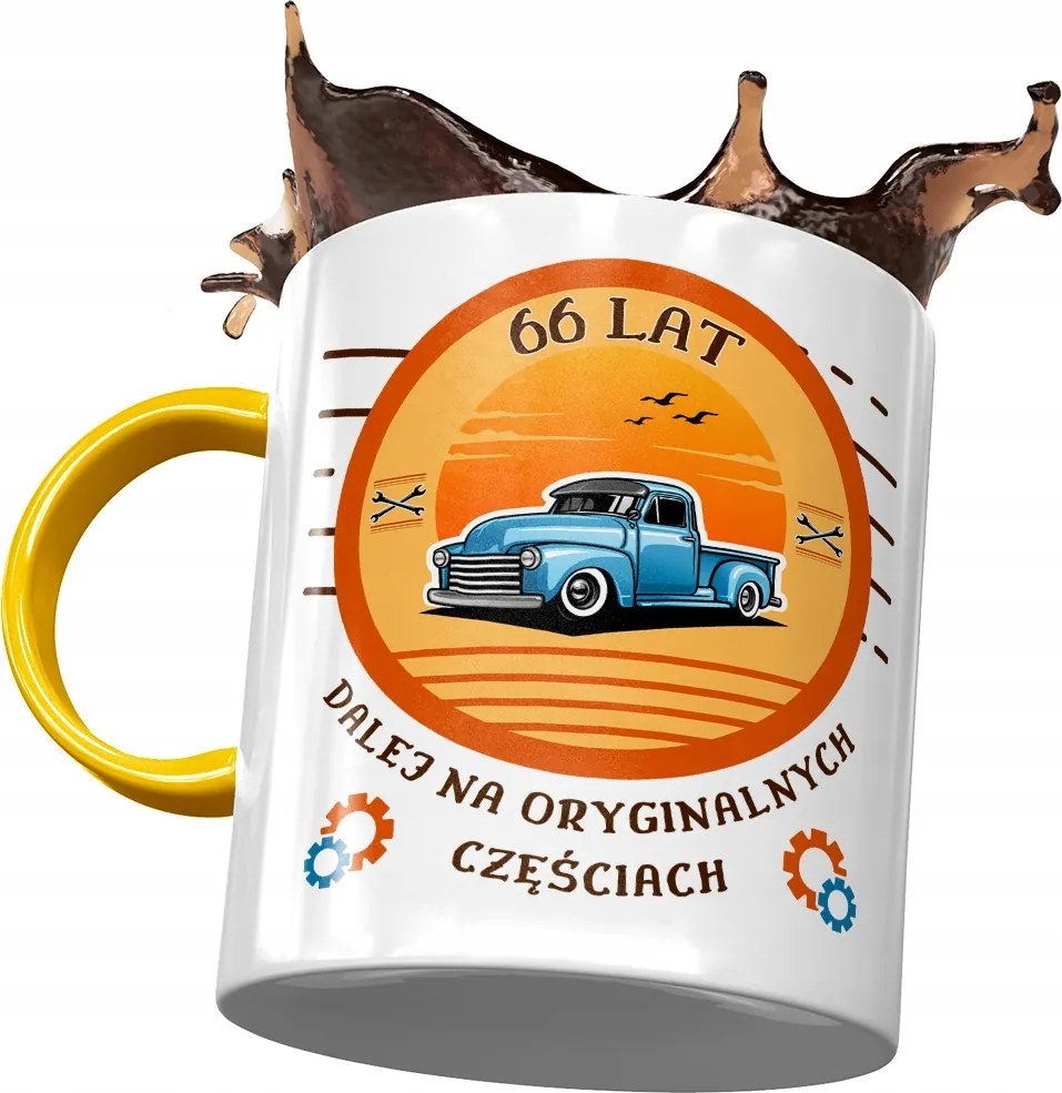 Sárga Bögre Születésnapra 66 66-es 66-os Ajándék Nyomtatott Fotóval