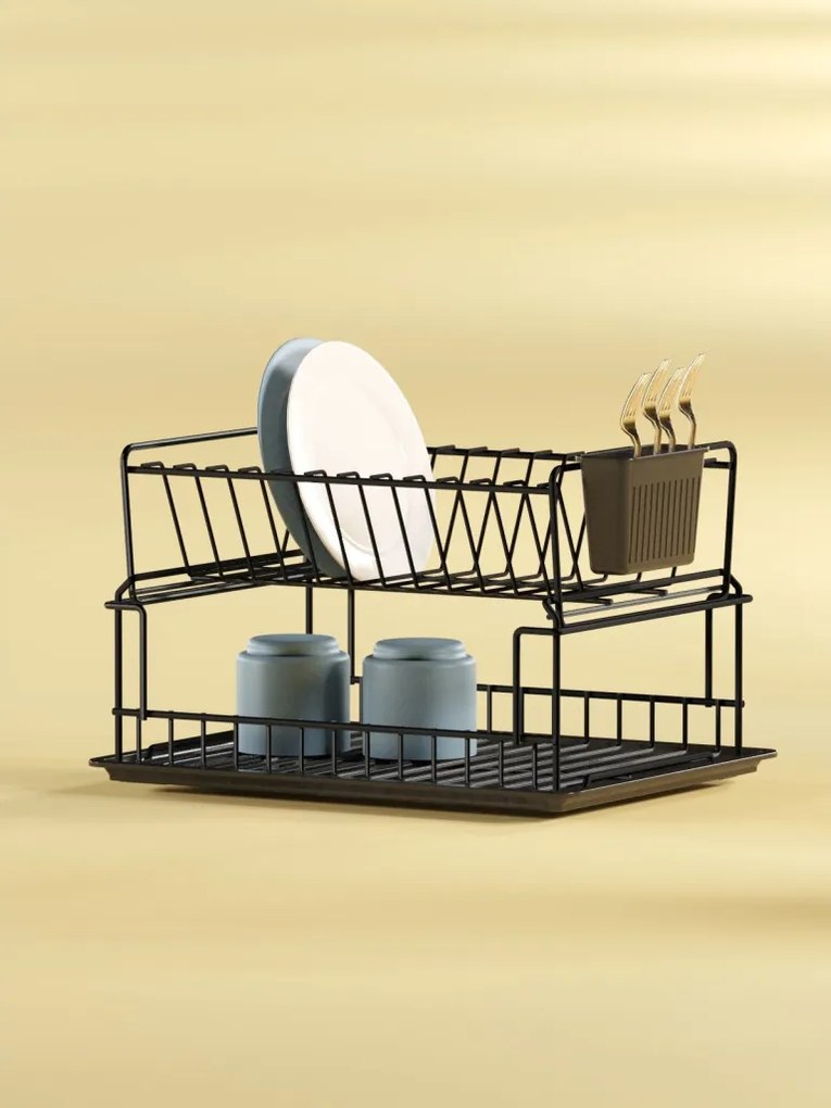 Edényszárító, csepegtető tálca, fekete, 35 x 30 cm