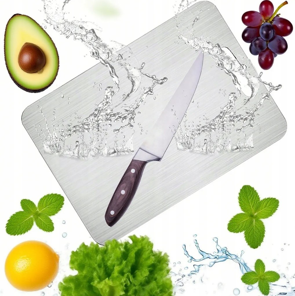 Vágódeszka 46X30CM Kétoldalas Rozsdamentes Acél Konyhai Szeletelő