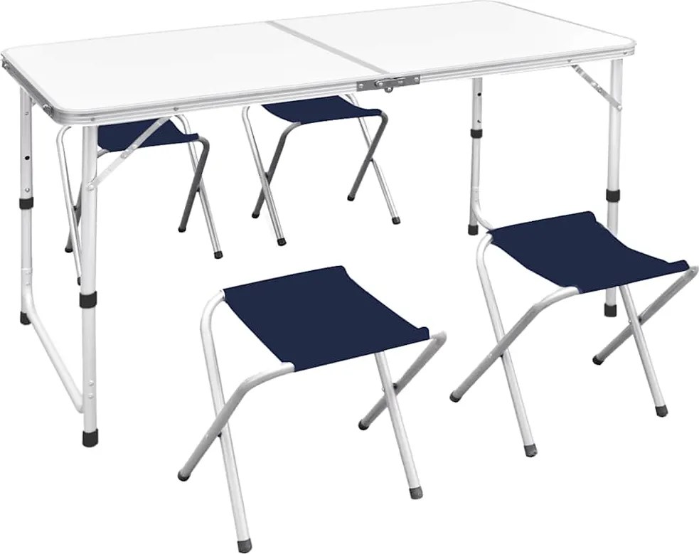 vidaXL összecsukható állítható kempingasztal szett 4 székkel 120x60 cm