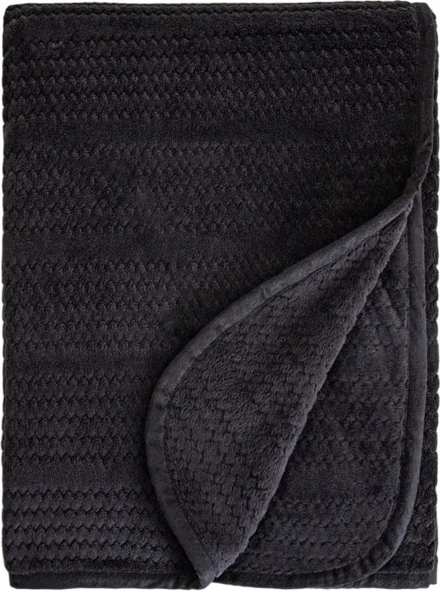 Mavro puha takaró fekete dekoratív varrással és szegéllyel 150x200cm Homla