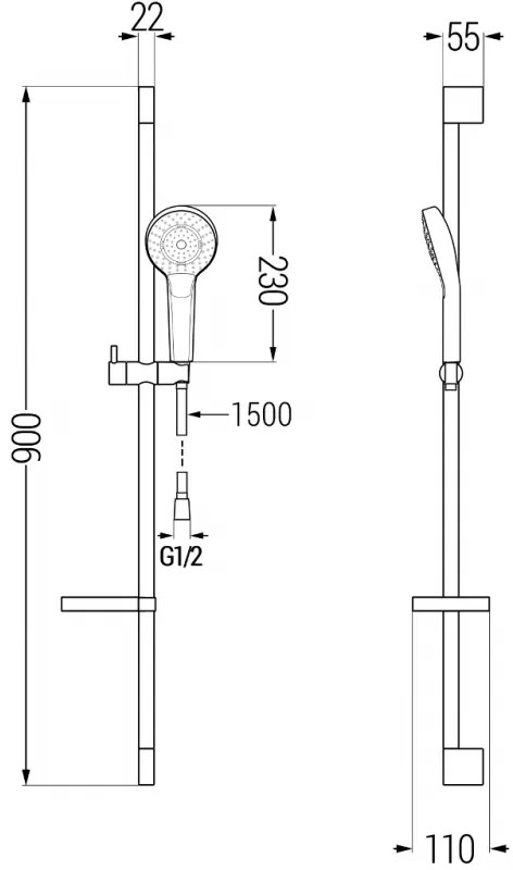 Mexen Kama fürdőszett DS05, króm - 72513DS05-00