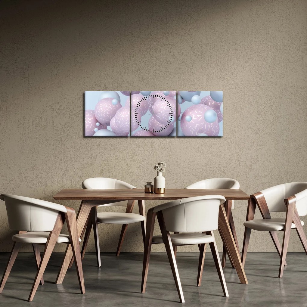 Absztrakt kép - Pasztell gömbök (órával) (90x30 cm)