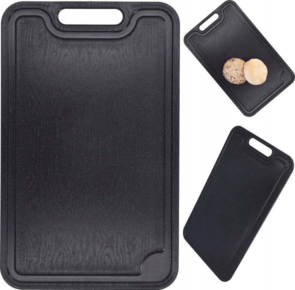 Vágódeszka fekete 38x24 cm nagy konyhai szilárd műanyag deszkák