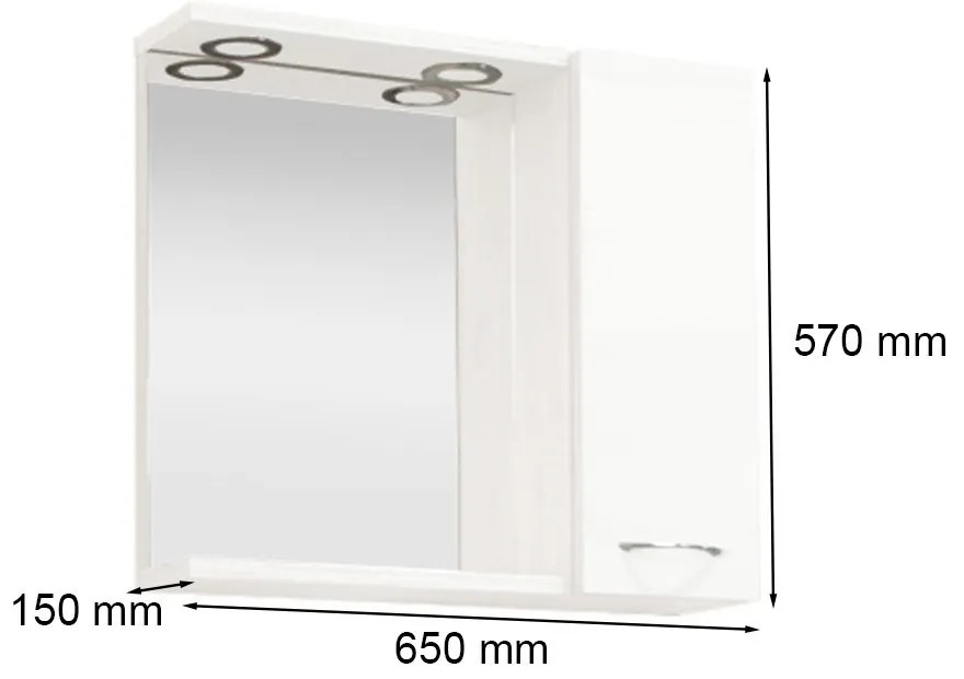 Ruben 65 fürdőszoba bútor felsőszekrény Rauna szil