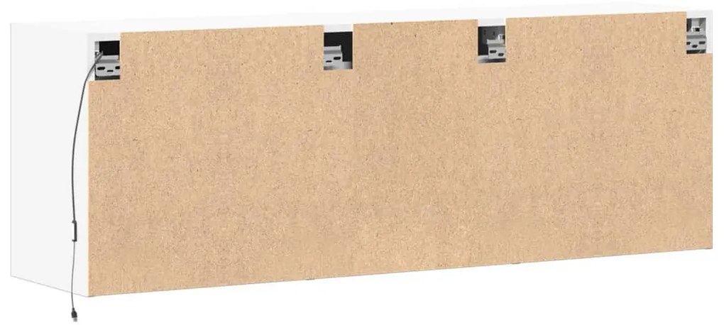 fehér falra szerelhető TV-szekrény LED-lámpákkal 130x31x45 cm