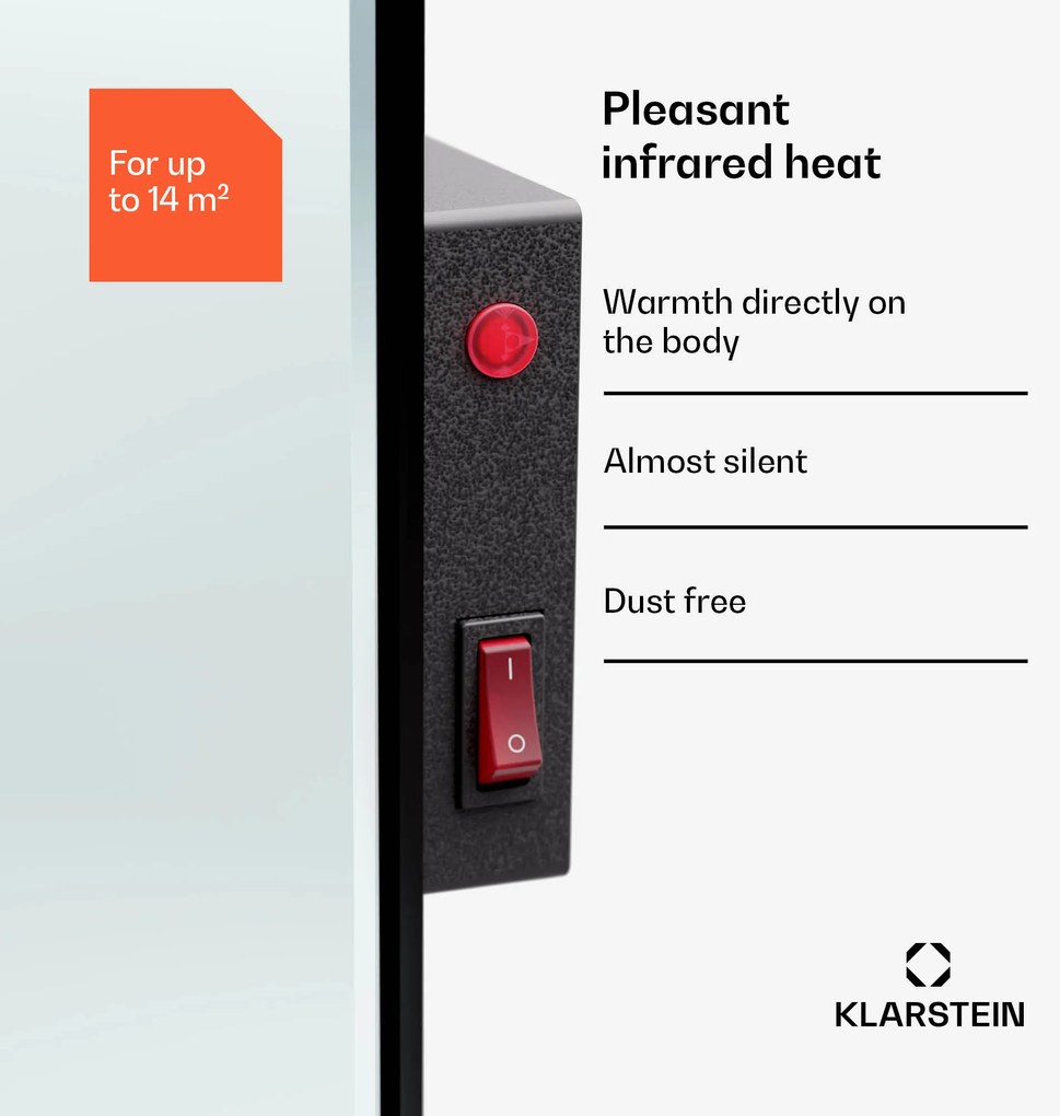 Klarstein Marvel Mirror 720, infravörös fűtőtest, 720 W, heti időzítő, tükör