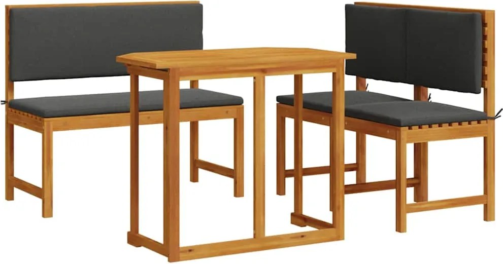 vidaXL Kert Bistro Készlet 3 pcs Barna Tömör Akácfa