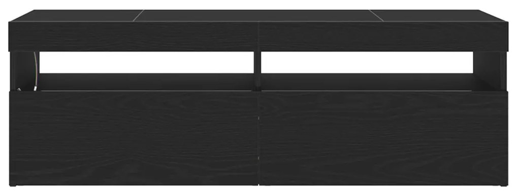 TV Szekrény LED Fekete Tölgy 120x35x40 cm Mérnöki Fa