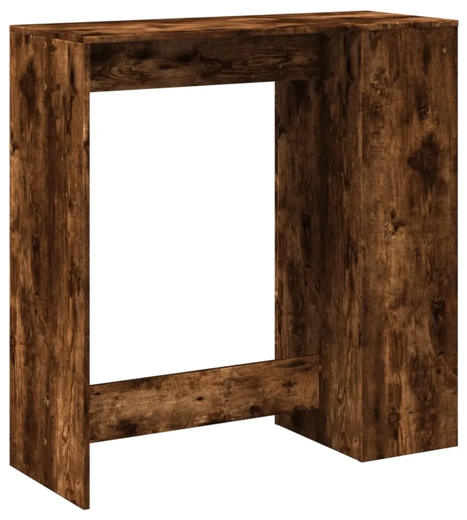 füstös tölgy szerelt fa bárasztal tárolókkal 101x40x103,5 cm