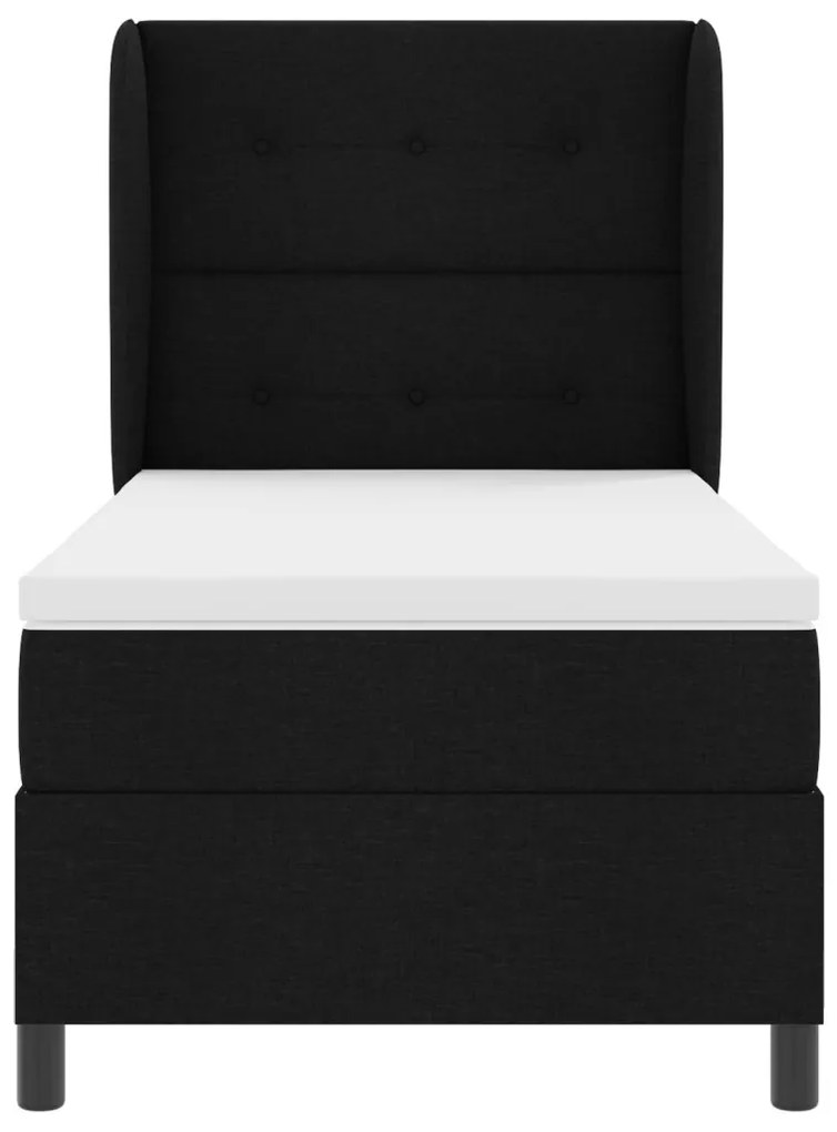 Boxspring Ágy Mattal Fekete 100x200 cm Szövet