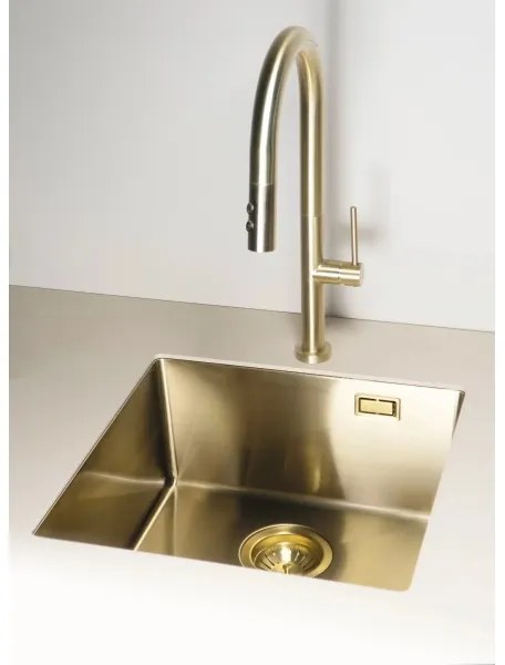 Deante BQO_R72M - Mosogatócsap kihúzható permetezővel OLFATO csiszolt arany