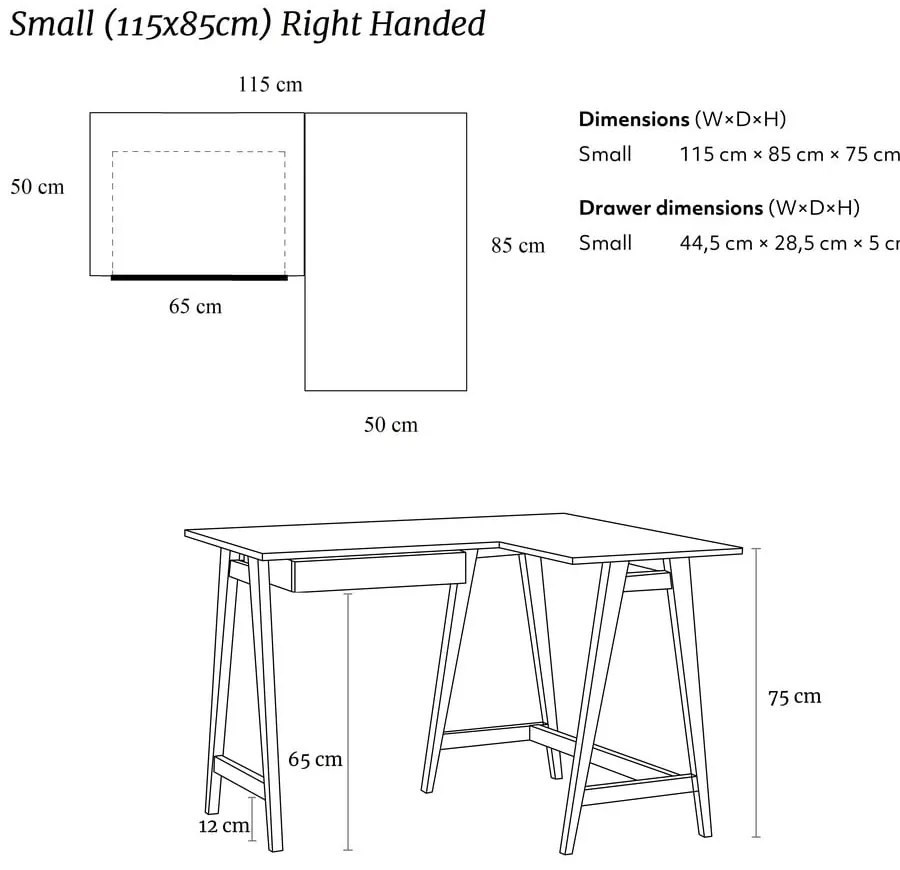 Íróasztal fehér asztallappal 85x115 cm Luka – Ragaba