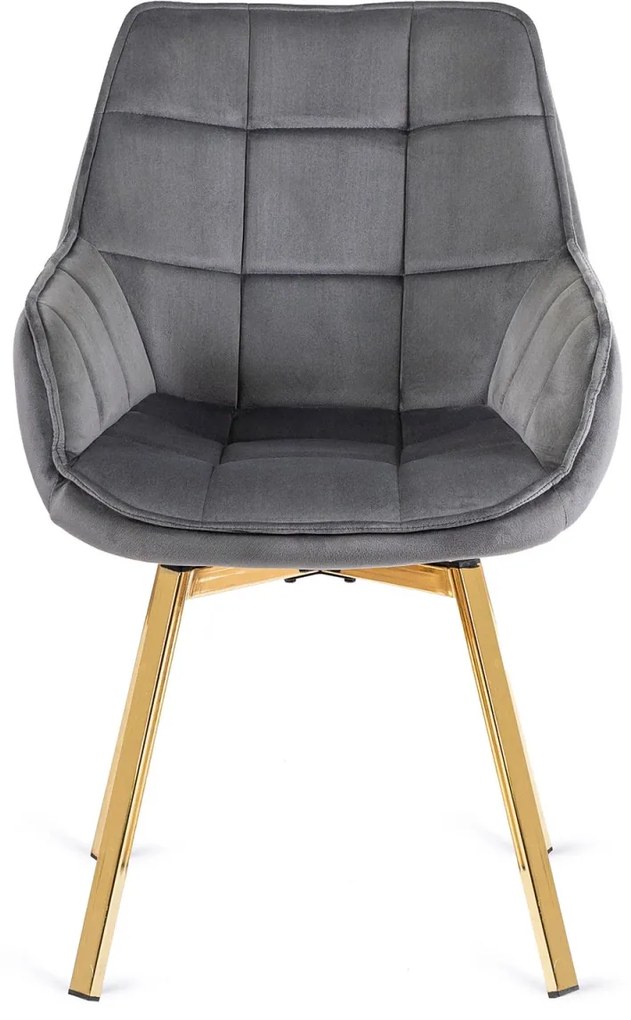 Szürke Bársony Forgó Étkeszőszék Aranyszínű Lábakkal. MIA