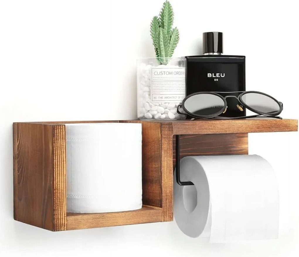 Fa Akasztó Wc-papír Tartó 2 Polc Loft Dikom 33cm