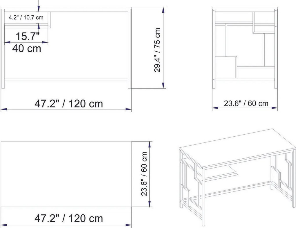 Victory Gold and White íróasztal