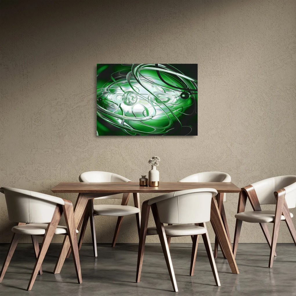 Zöld absztrakt kép (üvegen) (70x50 cm)