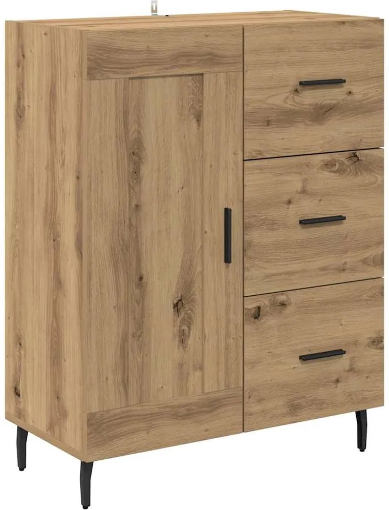 vidaXL Széf fiókkal Artisan tölgy 69,5 x 34 x 90 cm Műszaki fa és vas