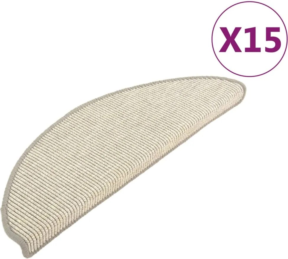 vidaXL 15 db ezüst színű, félkör alakú lépcsőszőnyeg 65 x 21 x 4 cm