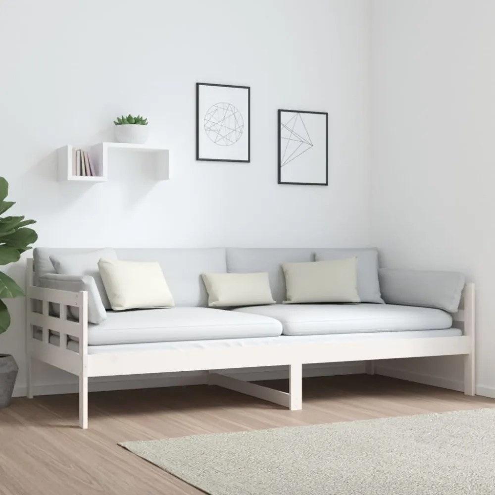 fehér tömör fenyőfa kanapéágy 90 x 200 cm