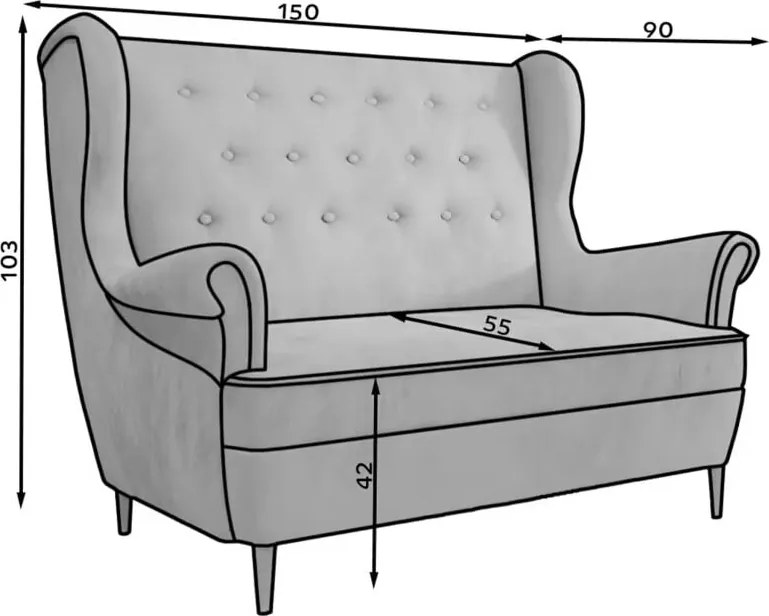 Szürke kanapé 150 cm Aros – ELTAP