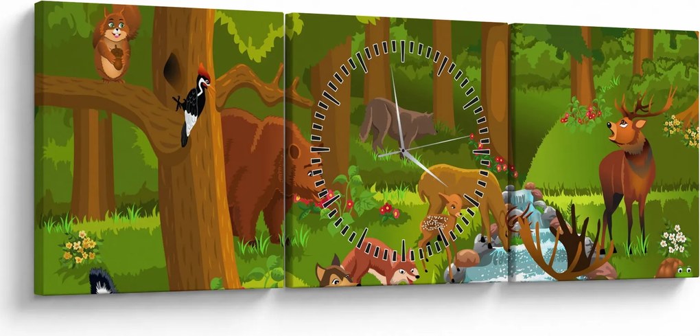 Gyermek kép állatokkal (órával) (90x30 cm)