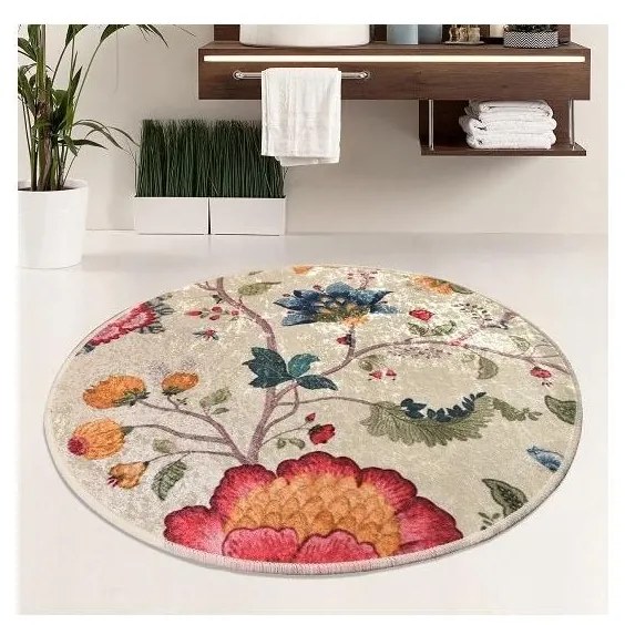 ARYA fürdőszobai szőnyeg, 100 cm átmérő, színes mintás