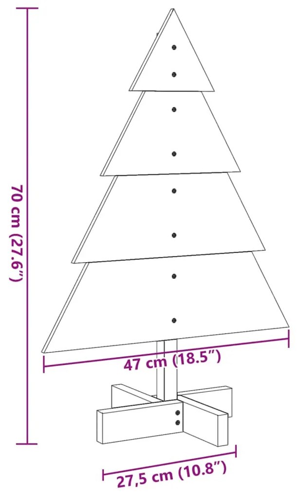 tömör fenyő karácsonyfa-dekoráció 70 cm