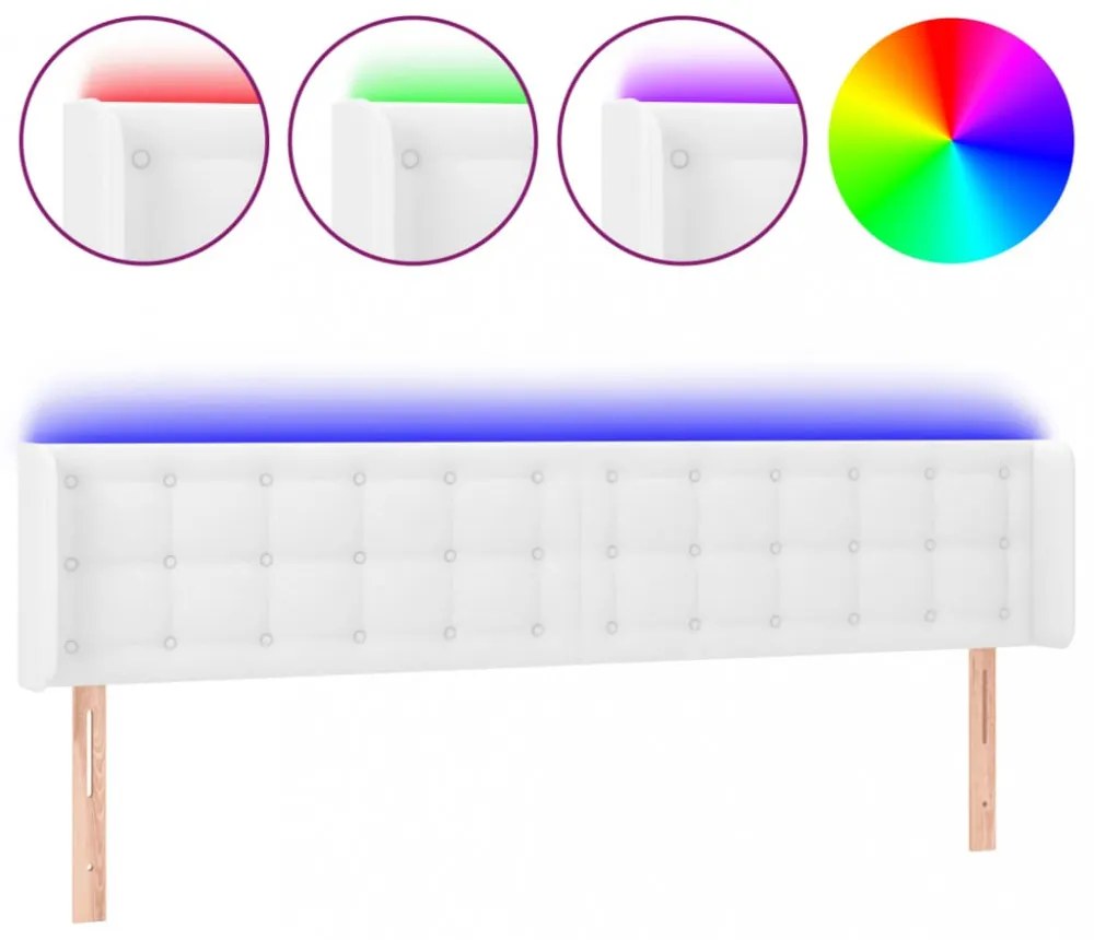 fehér műbőr LED-es fejtámla 203x16x78/88 cm