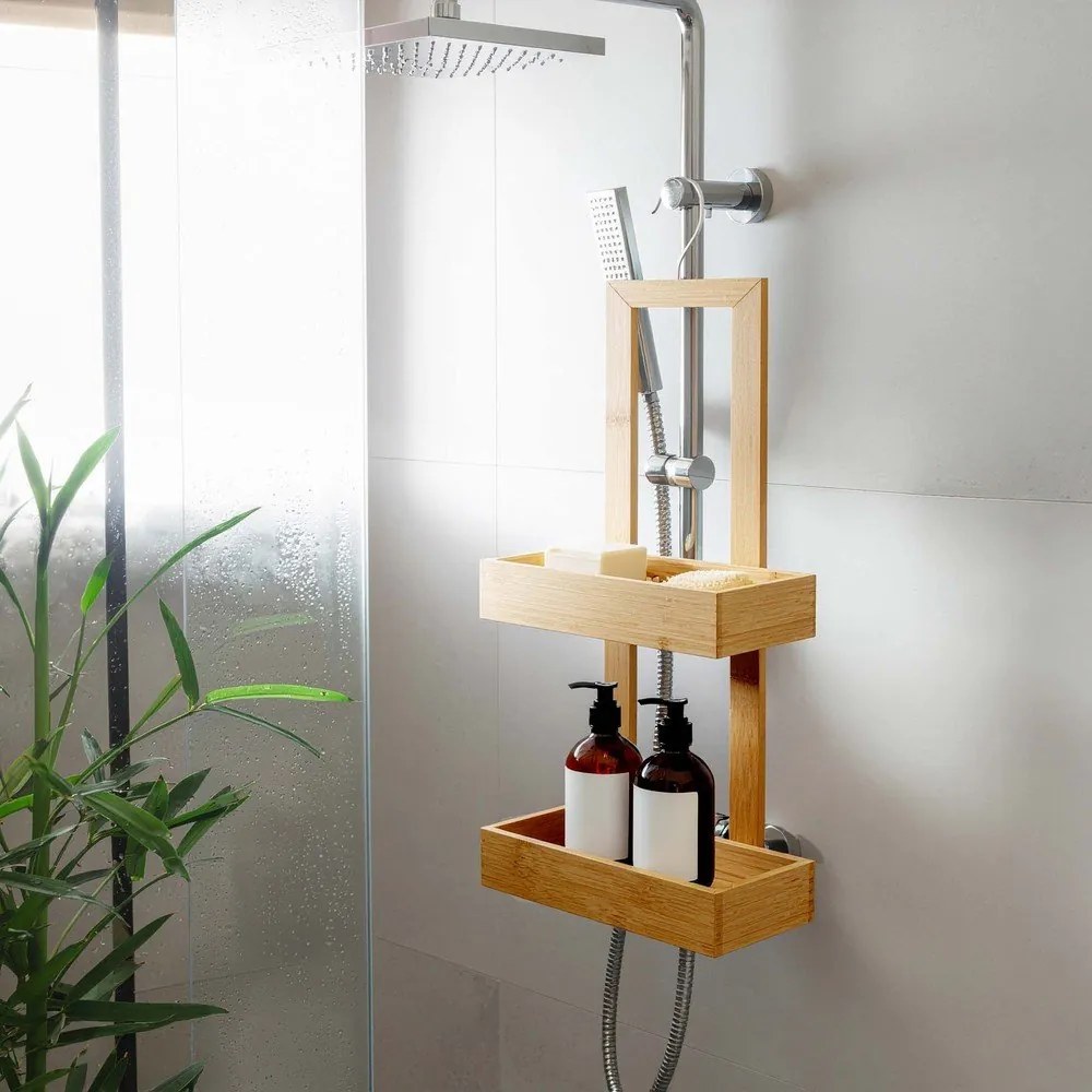 Natúr színű függő bambusz fürdőszobai polc Hanoi – douceur d'intérieur