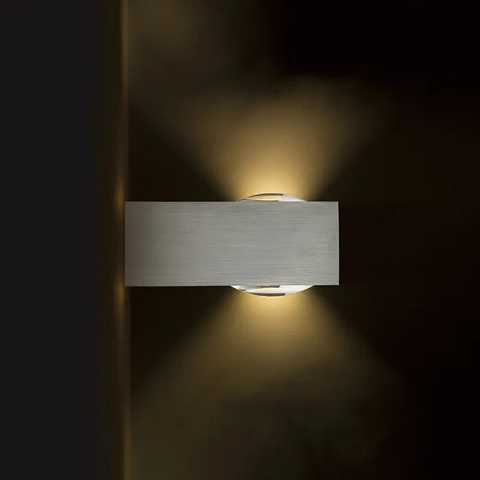RENDL KORSO II fali lámpa szálcsiszolt alumínium 230V LED 2x3W 120° IP54 3000K