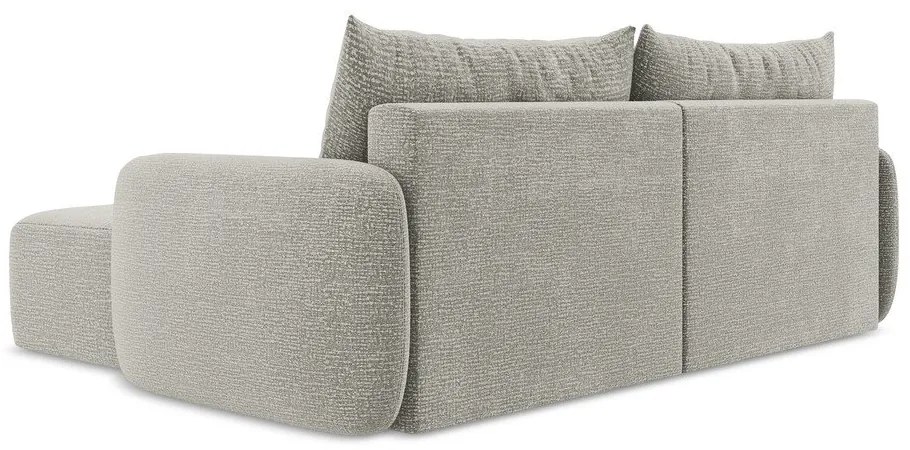 Világosszürke kinyitható-tárolóhelyes sarokkanapé (jobb oldali) Kalena – Makamii