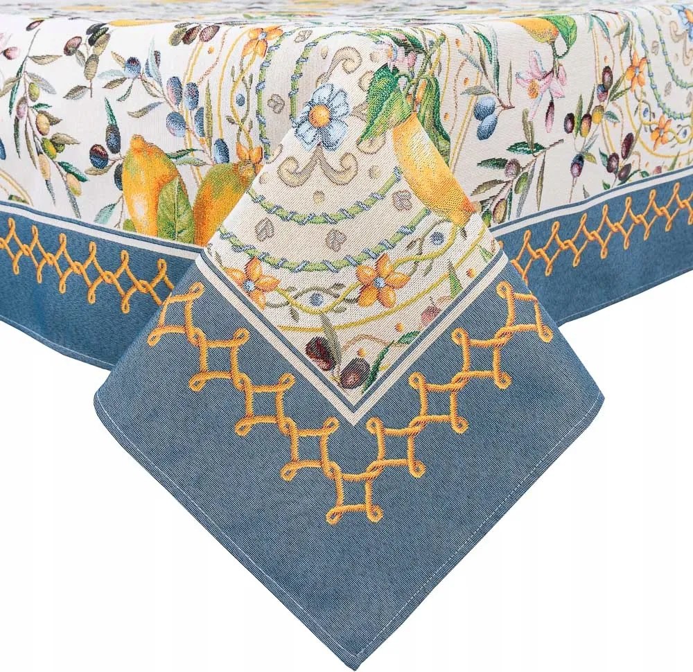 Abrosz 97 x 100 cm Lima citrom kék skandináv mintás asztal kert ház