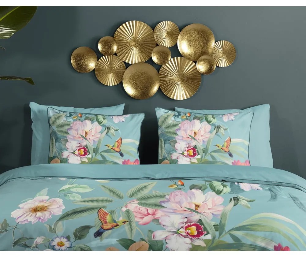 Kék egyszemélyes-hosszabbított pamut-szatén ágyneműhuzat 140x220 cm Fungi – Descanso